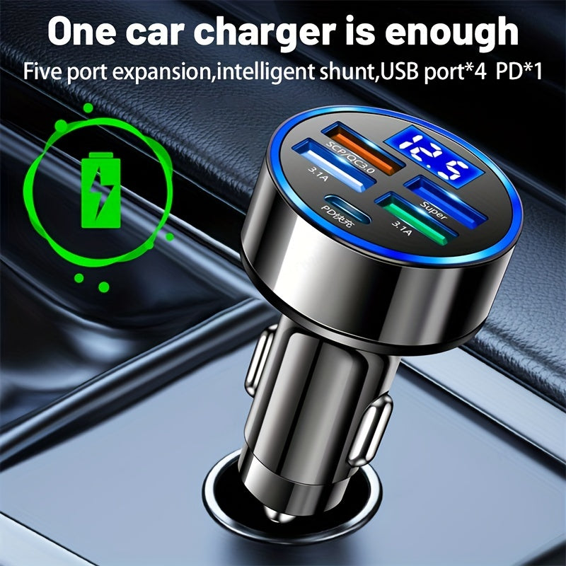 PD + QC 3.0 Fast Charging Car Phone Charger Adapter 4 Ports Usb Car Charger Type C PD  Char3.0 Car Charger