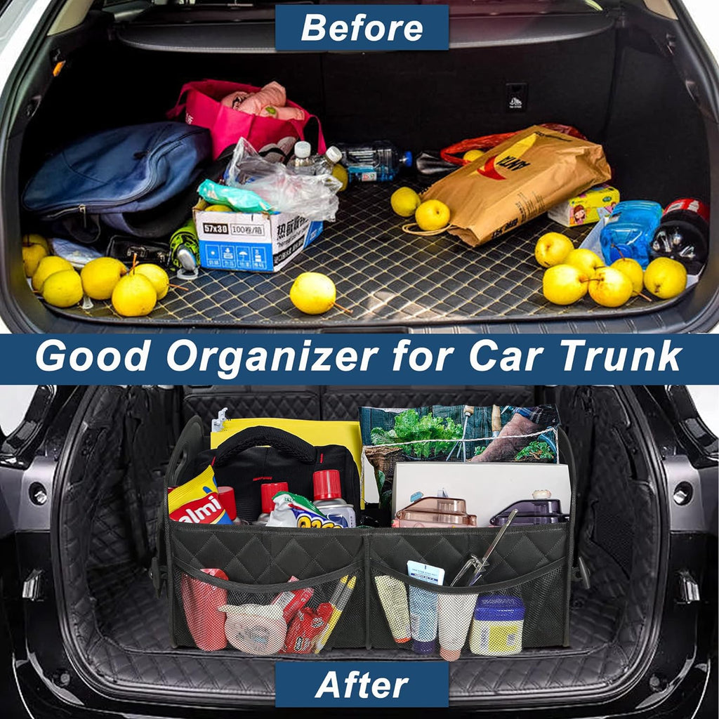 Deosk Car Trunk Organzier and Storage with 6 Big Pocket,Car Accessories for Women/Men 70L Waterproof Polyester Trunk Organzier for Car/SUV/Minivan/Truck(Large, Black)