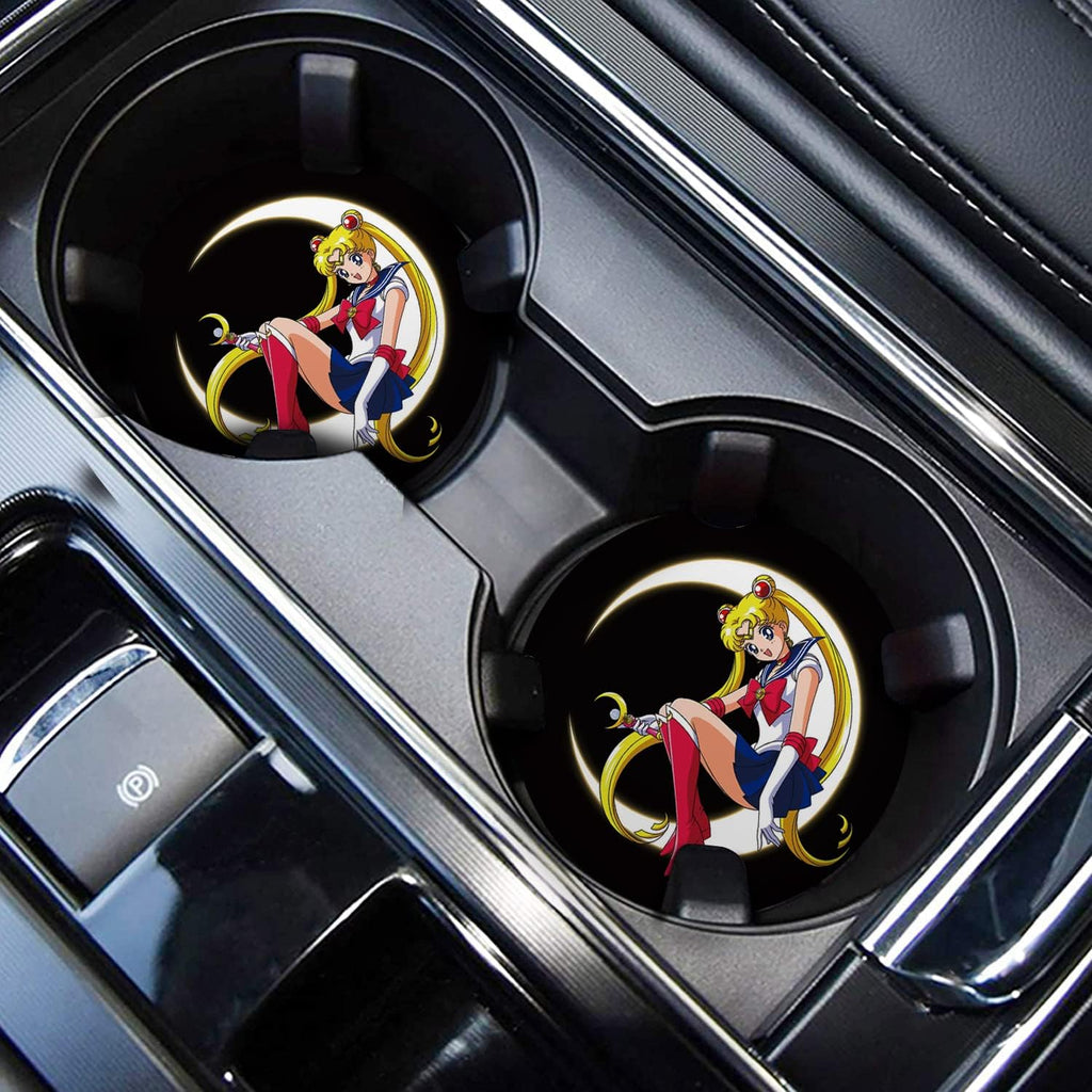 Car Coasters 2PCS 2.75" Car Cup Holder Coasters for Sailor Moon, Silicone Universal Car Accessories Anime Cup Holder Insert Coasters for Sailor Moon by FLYEEGO
