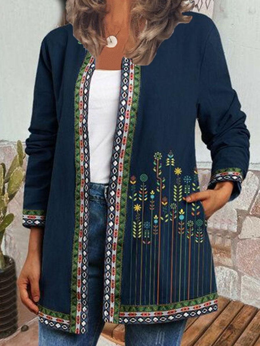 Floral Print Loose Cardigan Jacket