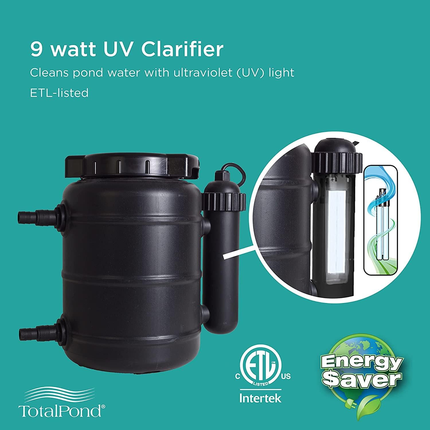 TotalPond Complete Pond Filter with UV Clarifier Black 15.16 x 9.06 x 13.11 in.
