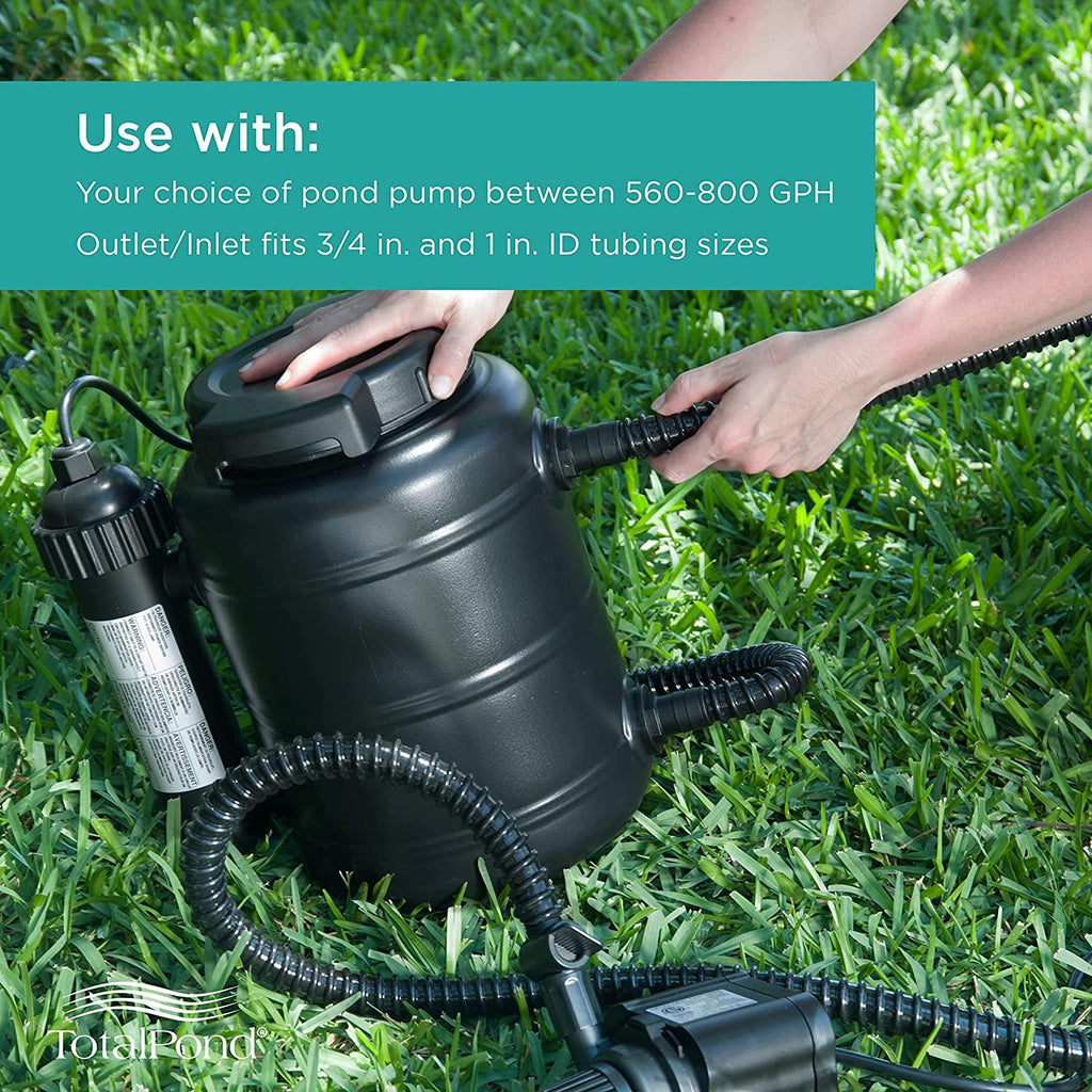 TotalPond Complete Pond Filter with UV Clarifier Black 15.16 x 9.06 x 13.11 in.