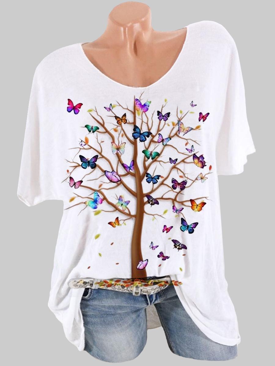Butterfly Print Short Sleeve T-Shirt