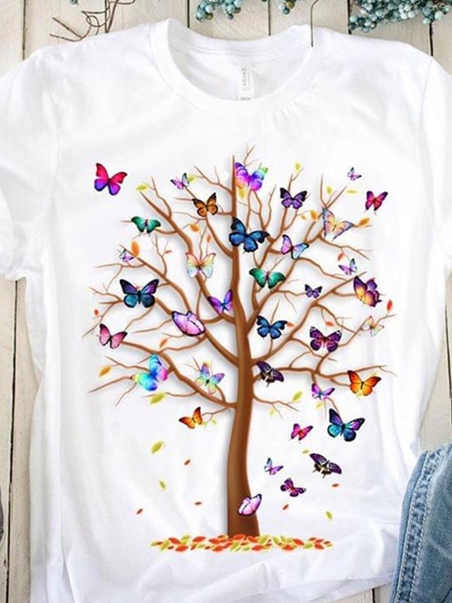 Butterfly Print Short Sleeve T-Shirt