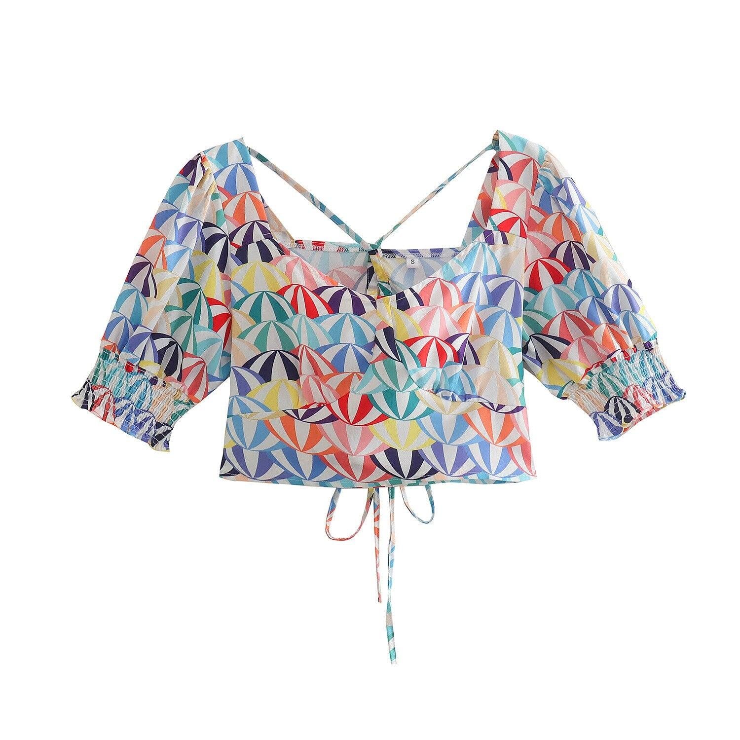 lace-up chiffon two piece set