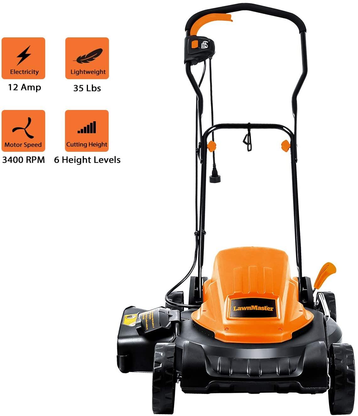 LawnMaster ME1218X Electric Lawn Mower 12AMP 19-Inch