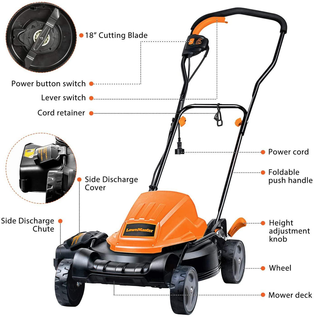 LawnMaster ME1218X Electric Lawn Mower 12AMP 19-Inch