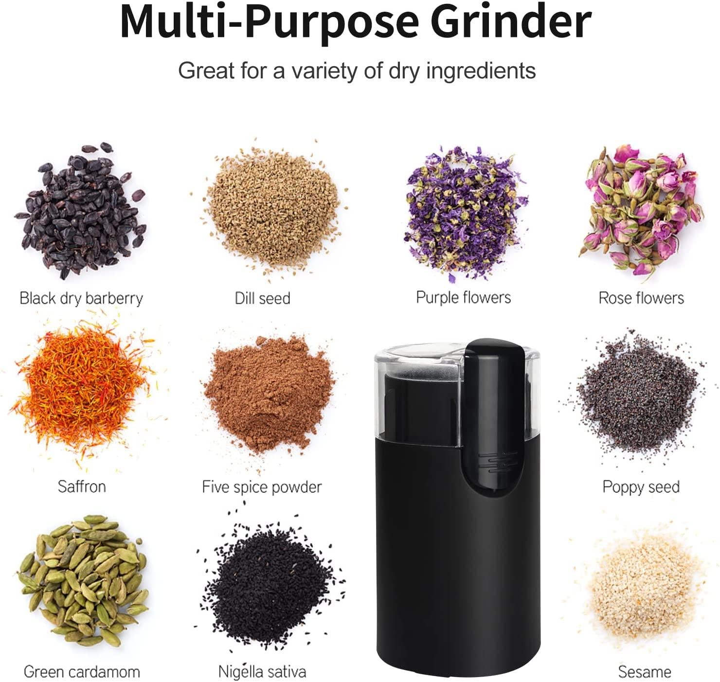 Classic Coffee Grinder Electric, One-Touch Button Spice Grinder, Easy Operation, Durable Stainless Steel Blades Perfect for Espresso, Herbs, Spices, Nuts