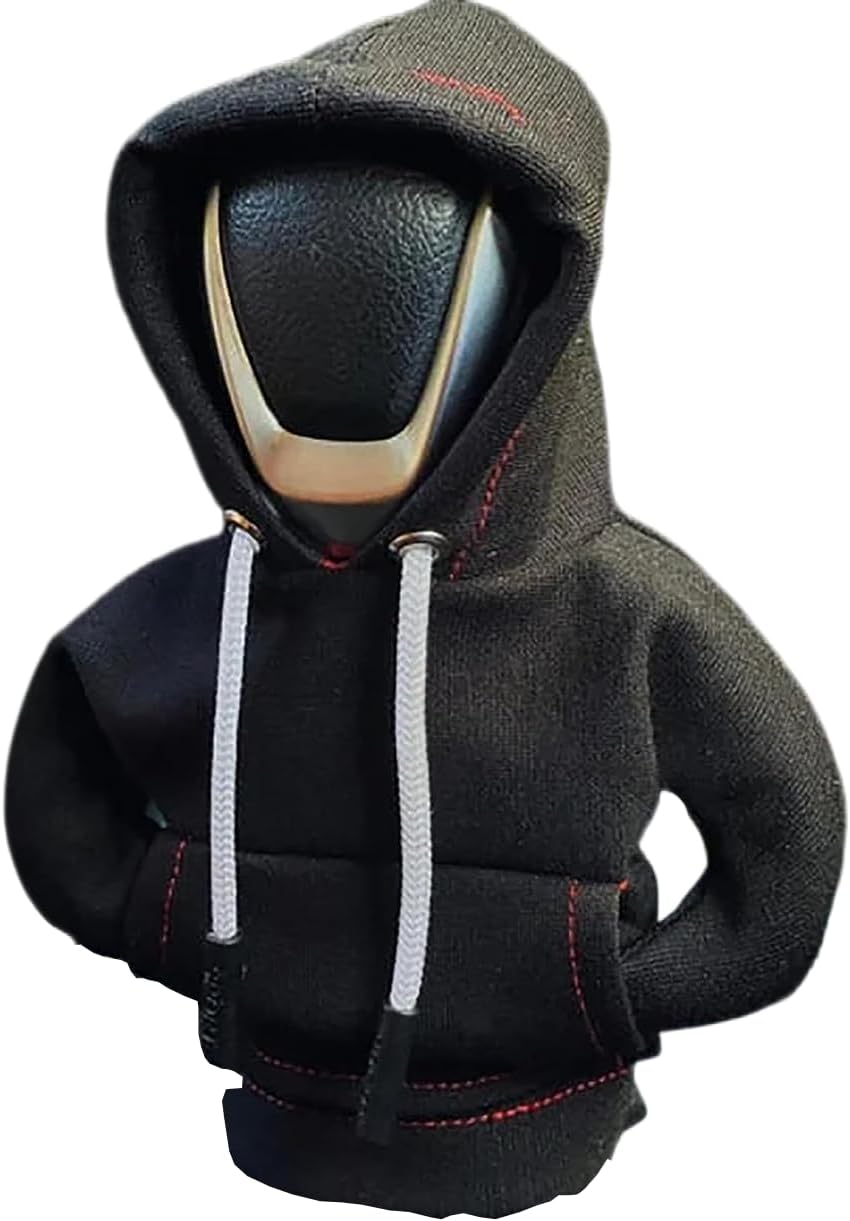 Car Shift Knob Hoodie, Funny Gear Shift Knob Shirt Sweater, Winter Warm Shift Knob Cover Sweater Shirt, Automotive Interior Novelty Accessories Decorations, Universal Fit Knob Cover Gift (Black)