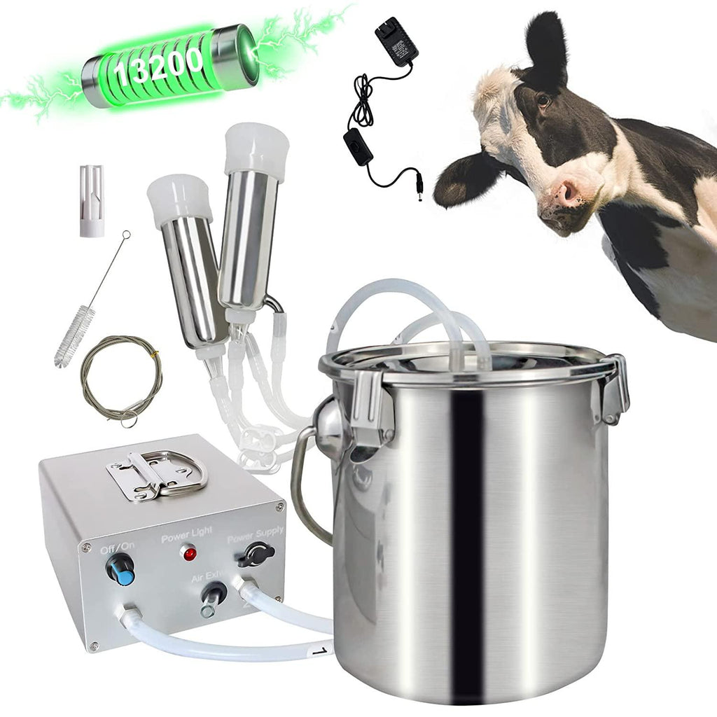 Electric MilMachine for Cow 3L Portable Pulsation Adjustable Vacuum Pressure Pump Milker with Livestock MilMachine