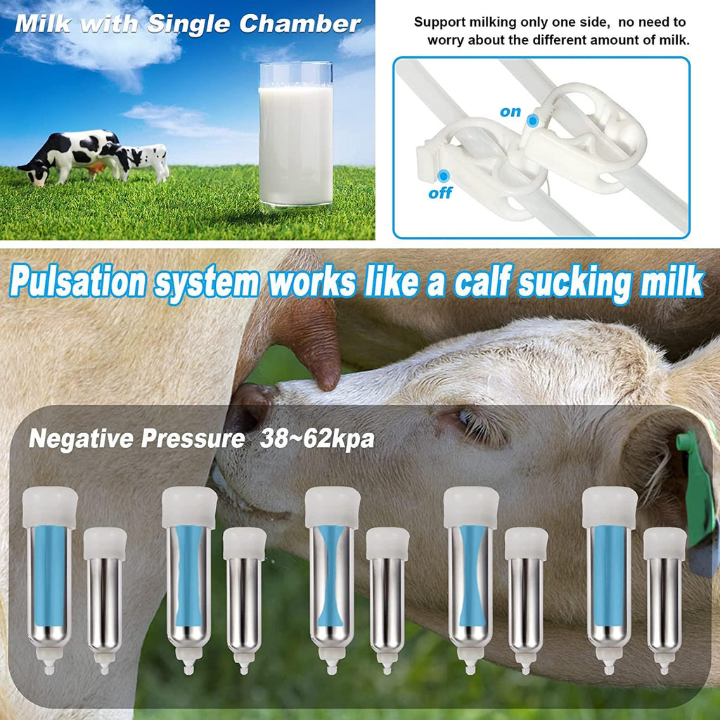 Electric MilMachine for Cow 3L Portable Pulsation Adjustable Vacuum Pressure Pump Milker with Livestock MilMachine