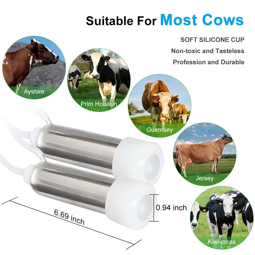 Electric MilMachine for Cow 3L Portable Pulsation Adjustable Vacuum Pressure Pump Milker with Livestock MilMachine