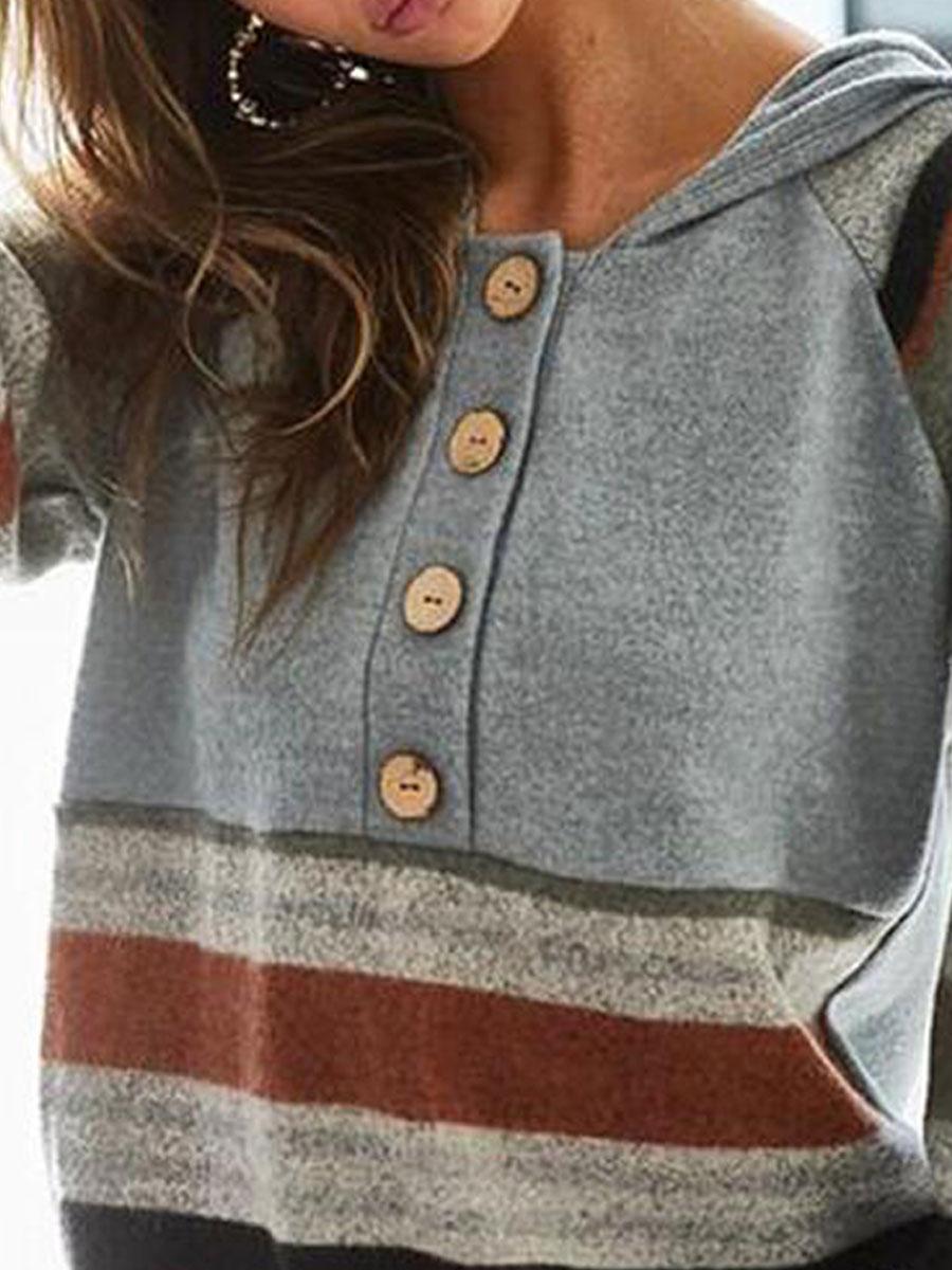 Contrast Stripe Stitching Loose Casual Hoodie