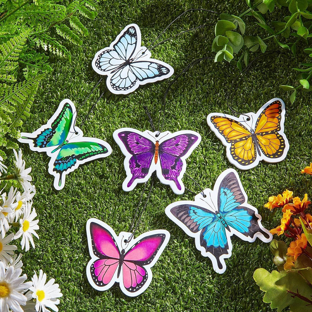 12 Pack Summer Flower Hanging Car Air Fresheners for Girls Women Cute Car Mirror Freshener (Butterfly)