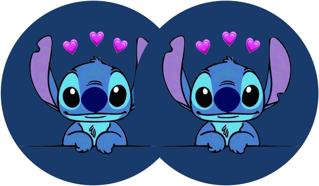 Anime Car Decor Cartoon Car Coasters for Lilo &amp; Stitch, 2PCS 2.75" Car Cup Holder Coasters for Stitch Baby Cute Funny Cartoon  Car Interior Coasters by FLYEEGO