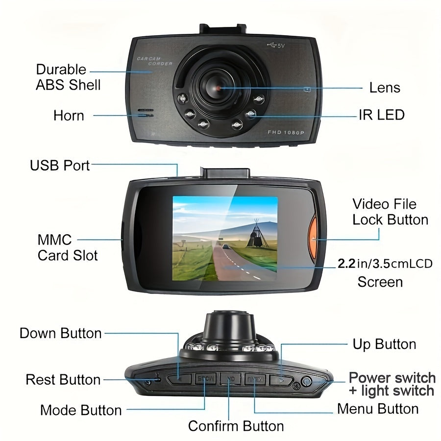 Full HD 1080P Car DVR Recorder With 140° Wide Angle View - Capture Every Moment While You Drive!