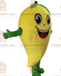Giant Mango BIGGYMONKEYMascot Costume, Yellow Exotic Fruit Costume