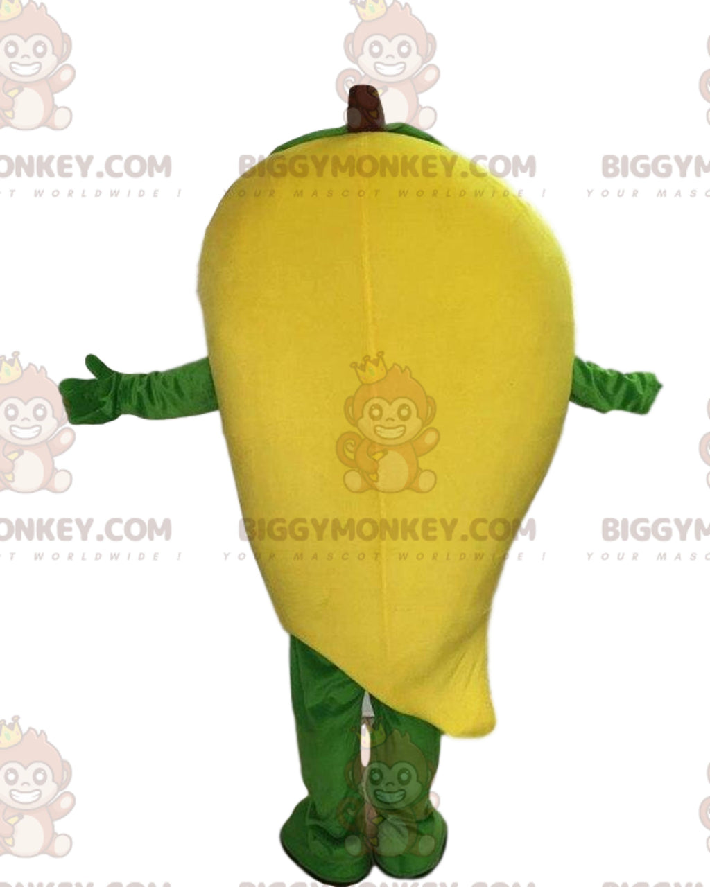 Giant Mango BIGGYMONKEYMascot Costume, Yellow Exotic Fruit Costume