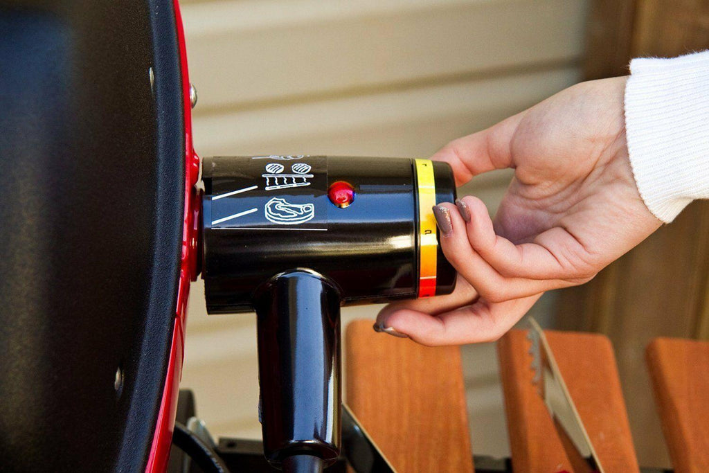 Electric Grill BBQ Outdoor Rotisserie Black Red Cart Barbecue Side Tables