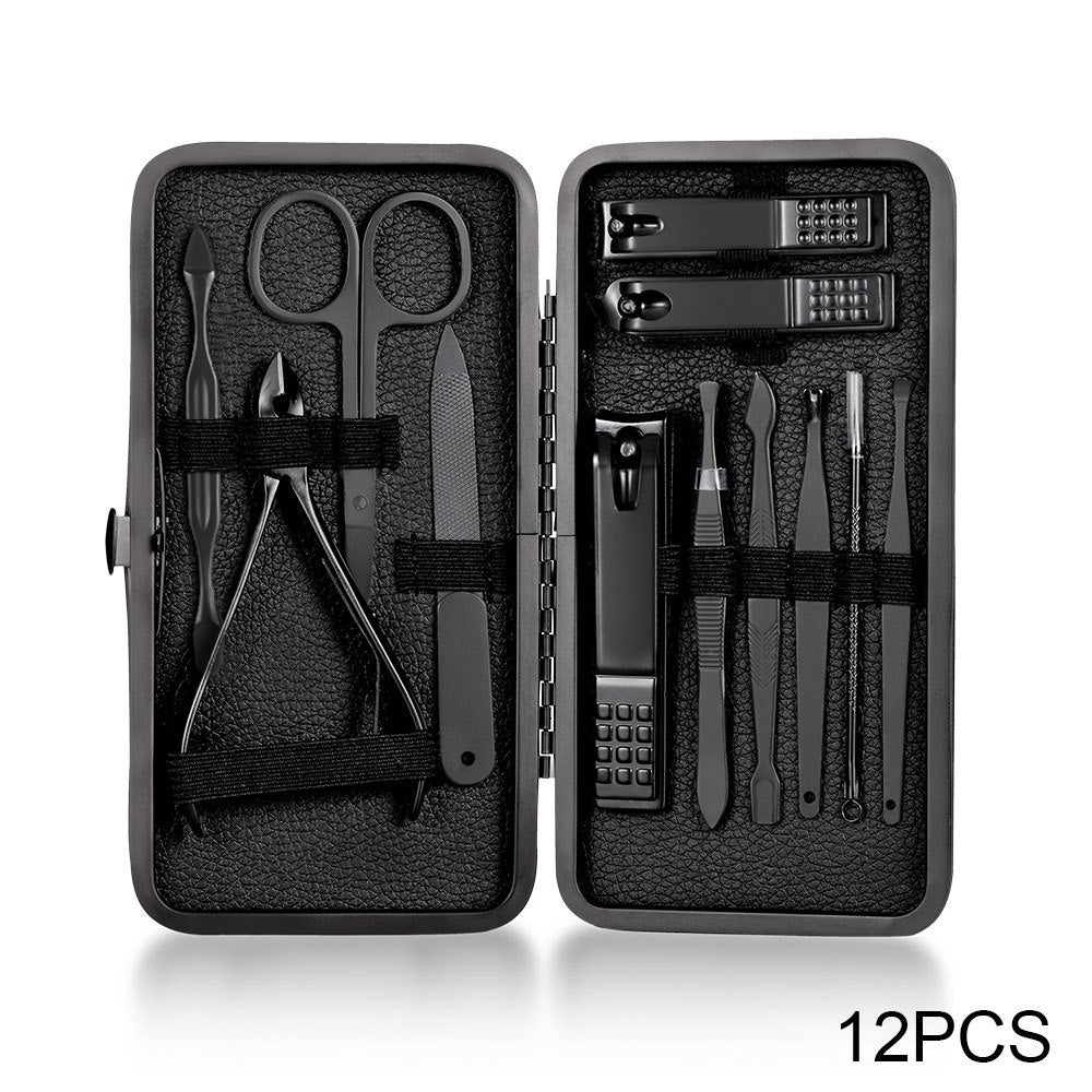 Classic Black Manicure Set Hand Feet Facial  Steel Accessories, 5 Choices