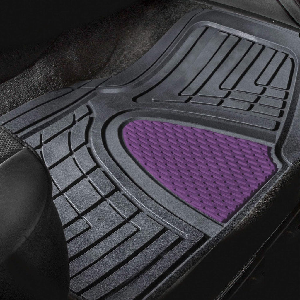 FH Group Automotive Floor Mats - Heavy-Duty Rubber Floor Mats for Cars, Universal Fit Full Set, Climaproof Floor Mats, Trimmable Floor Mats for Most Sedan, SUV, Truck Floor Mats Purple