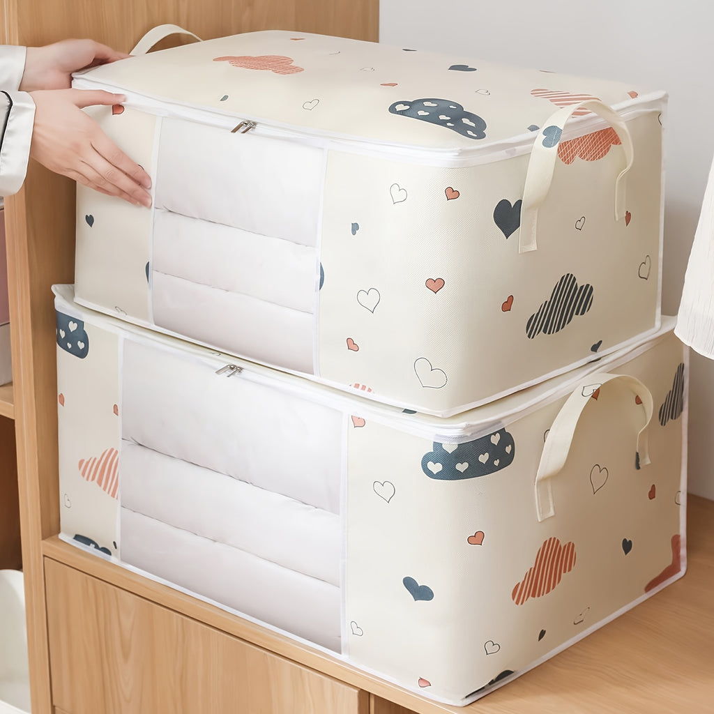 LarCapacity Clothes StoraBag Organizer With Reinforced Handle, Suitable For Blankets, Bedding, Foldable With Sturdy Zipper, Clear Window Christmas, Halloween, Thanksgiving Gift