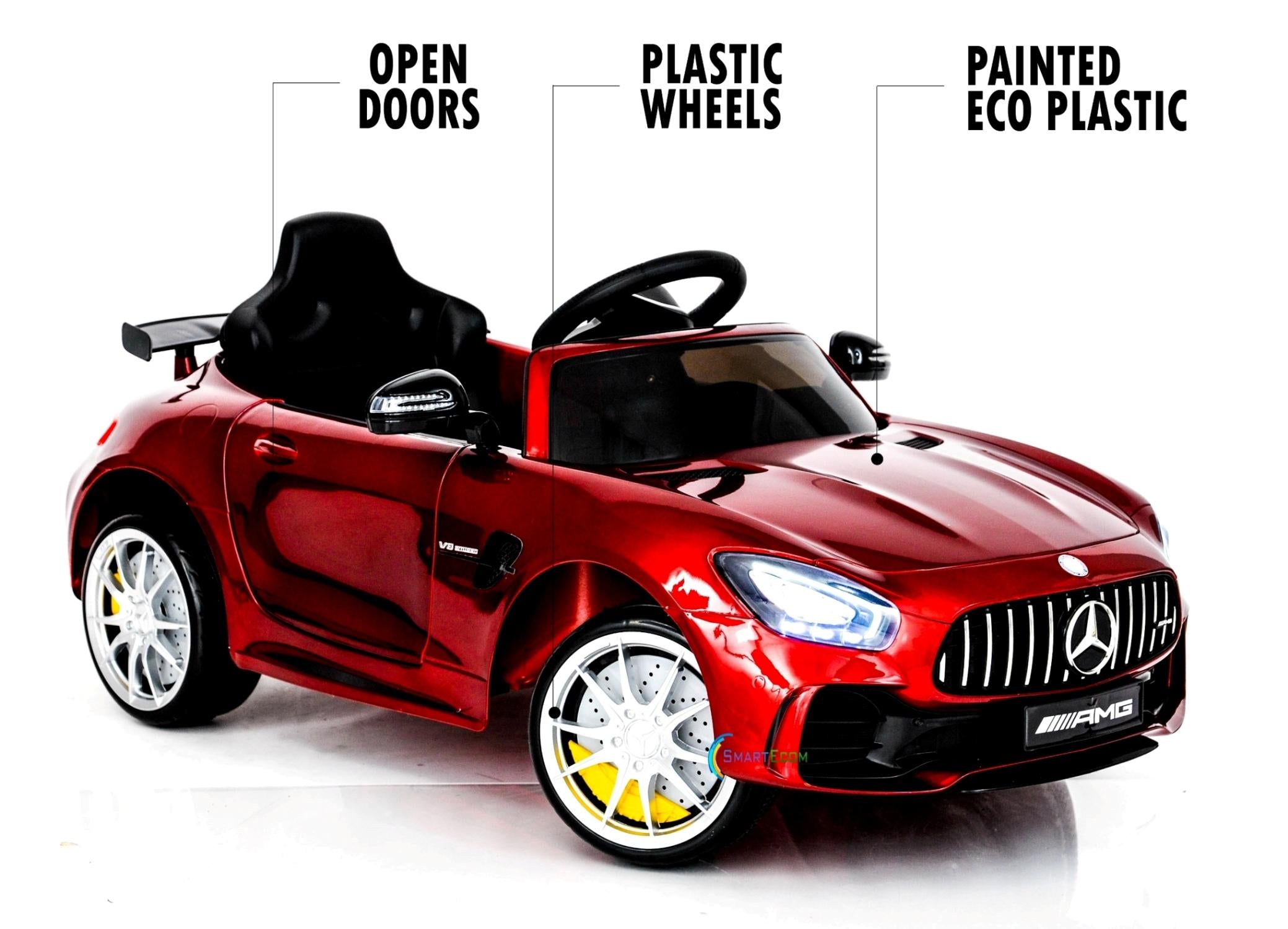 Electric power 12V Mercedes GTR ride on car for Kids with Remote Control Opening doors LED lights MP3 - Red