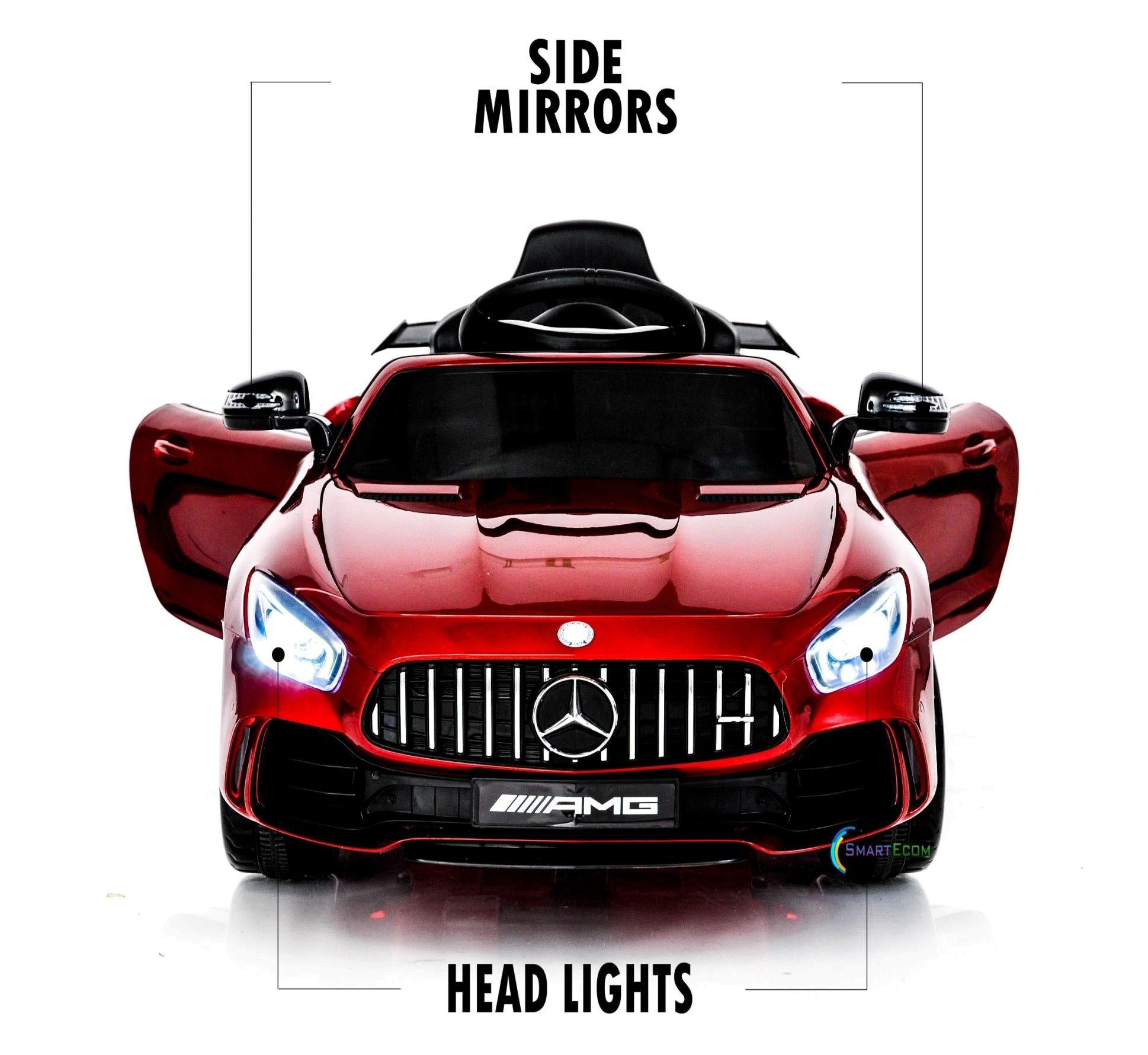 Electric power 12V Mercedes GTR ride on car for Kids with Remote Control Opening doors LED lights MP3 - Red
