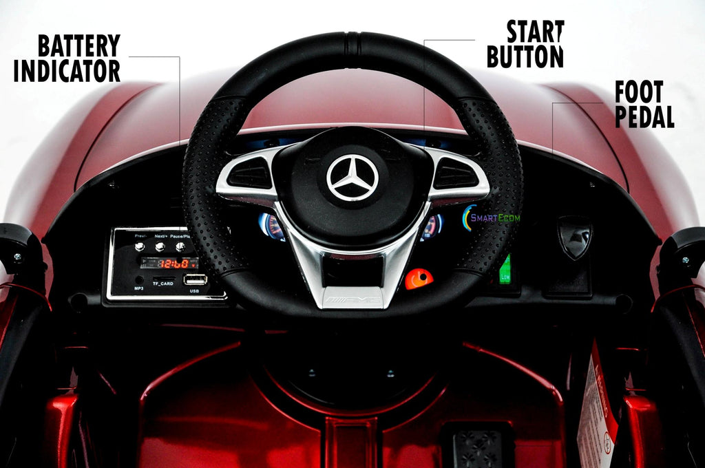 Electric power 12V Mercedes GTR ride on car for Kids with Remote Control Opening doors LED lights MP3 - Red