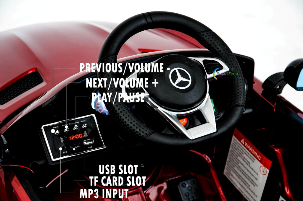 Electric power 12V Mercedes GTR ride on car for Kids with Remote Control Opening doors LED lights MP3 - Red
