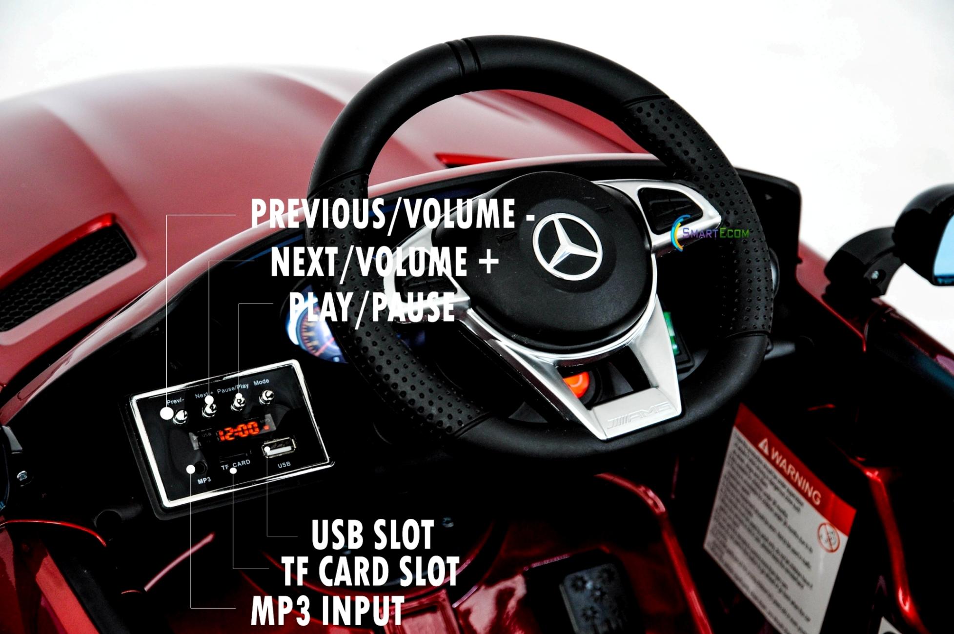 Electric power 12V Mercedes GTR ride on car for Kids with Remote Control Opening doors LED lights MP3 - Red