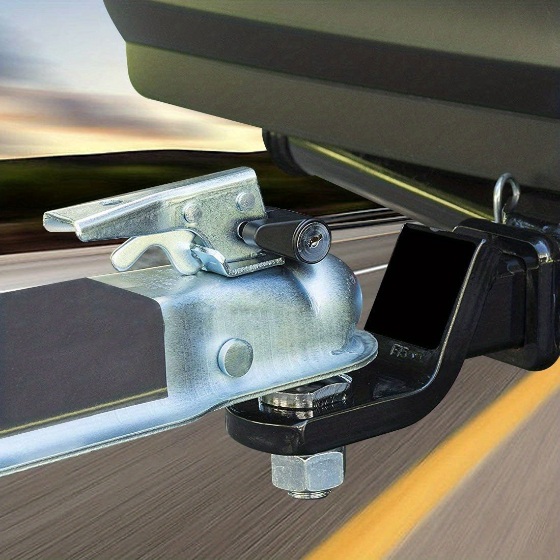 Black Trailer Hitch Coupler Lock, Dia 1/4 Inch
