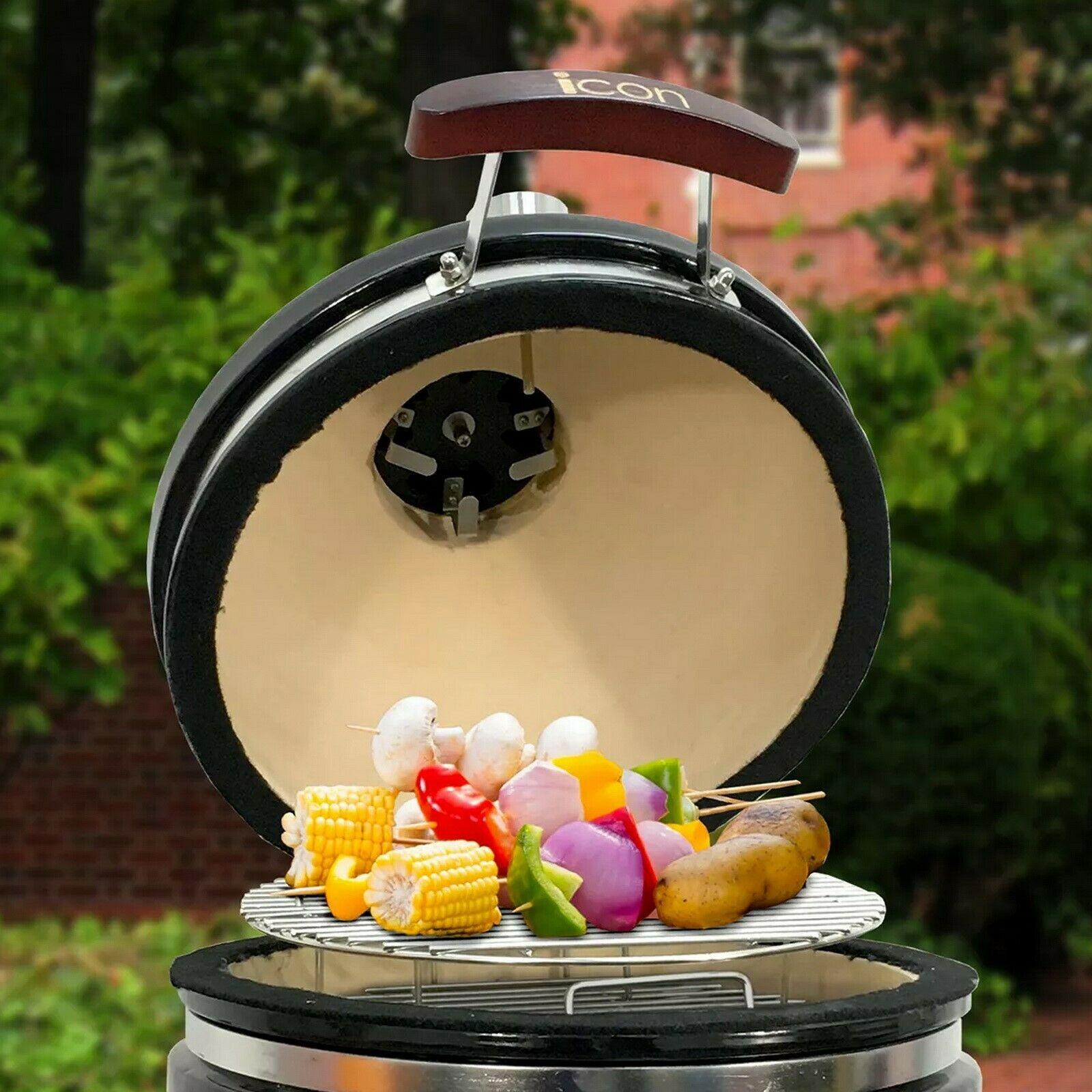 Kamado Grill Ceramic Smoker  Steel Grate