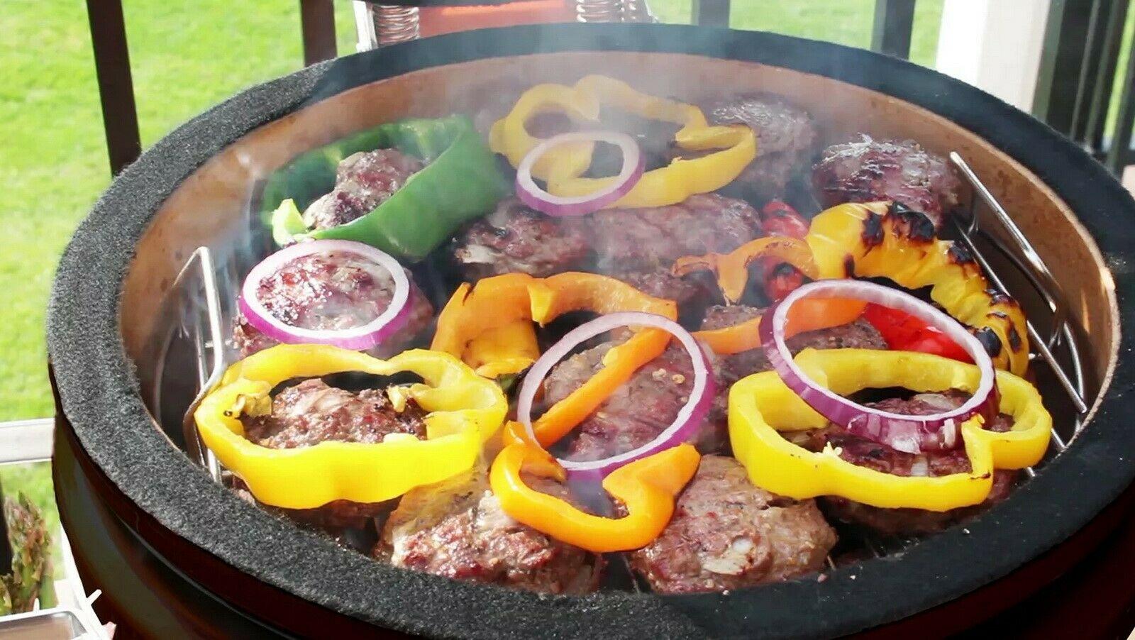 Kamado Grill Ceramic Smoker  Steel Grate