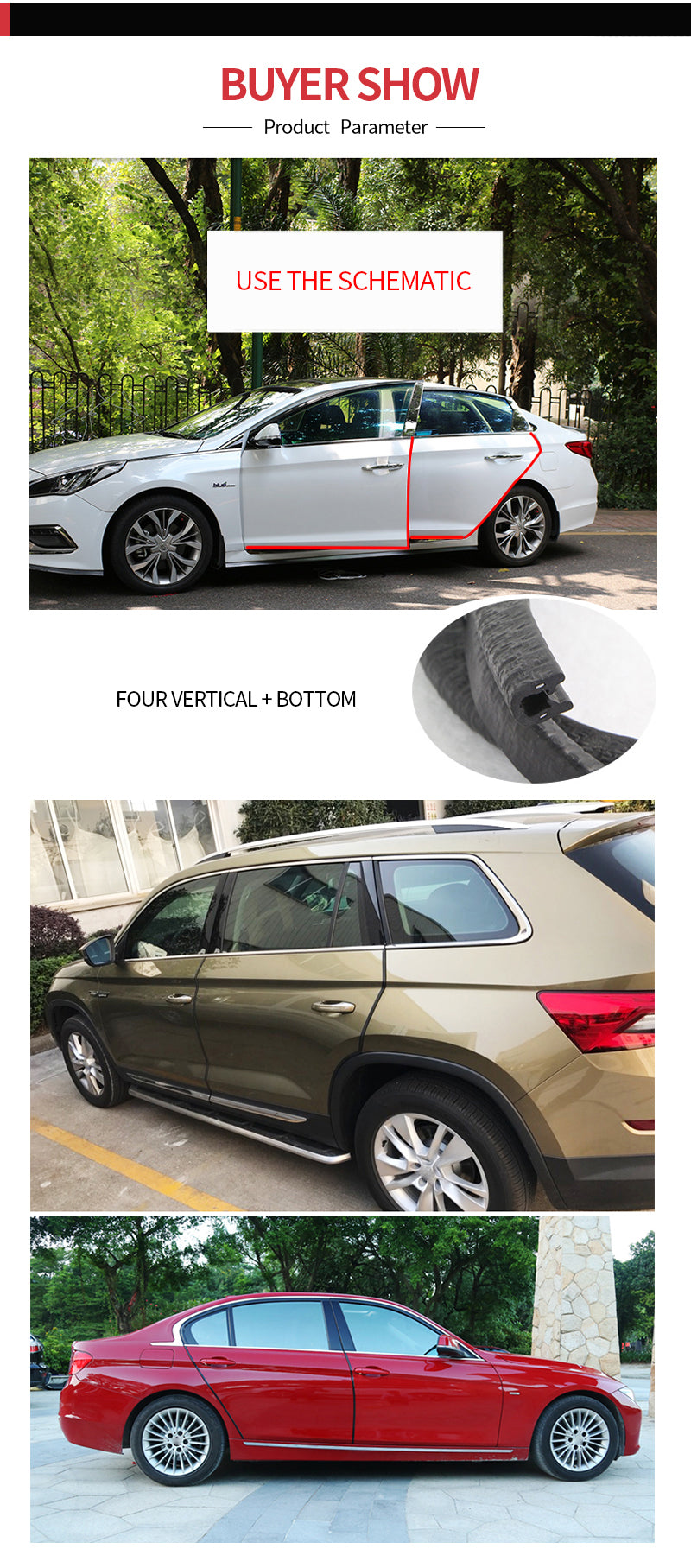 Car Door Protector Decoration Strip, Universal Auto Door EdBumper Protector Stickers Anti-Scratch Car Styling Moulding Strip