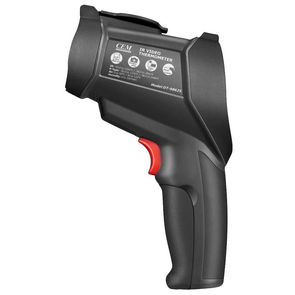 CEM DT-9862S Professional Infrared Video Thermometer with Dual Laser, 640x480 Campiexls, 50:1, 50ºC to 2200ºC(-58ºF to 3992ºF), Type K Probe, Adjustable Emmissivity