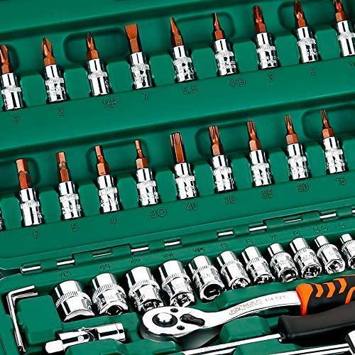 Sturdy 46Pcs Professional Spanner Socket Set 1/4inch Screwdriver Ratchet Wrench Set Kit Car Repair Tools Safety