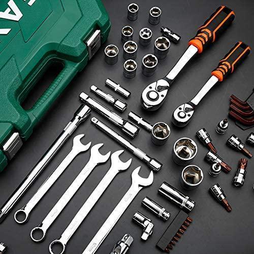Sturdy 46Pcs Professional Spanner Socket Set 1/4inch Screwdriver Ratchet Wrench Set Kit Car Repair Tools Safety