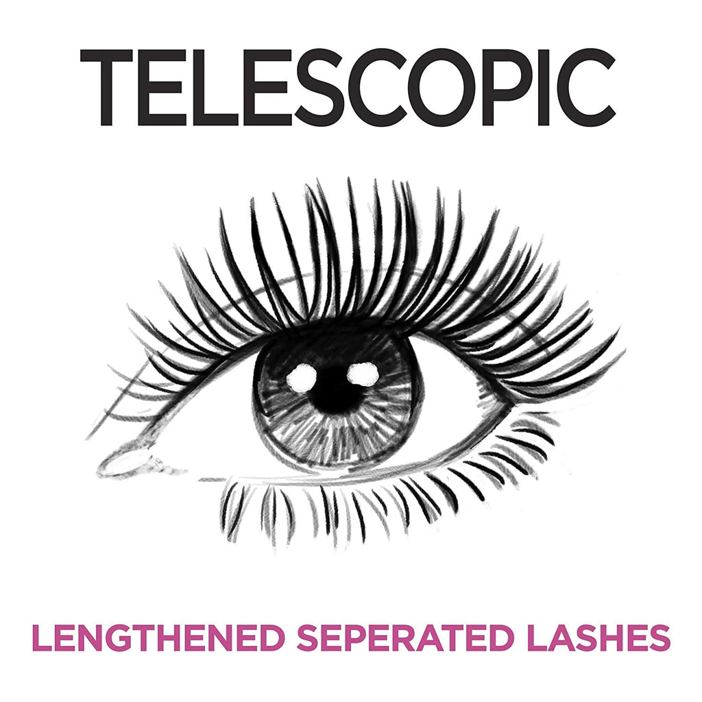L'Oreal Paris Makeup Telescopic Original Lengthening Mascara, Blackest Black, 0.27 Fl Oz (Pack of 2)