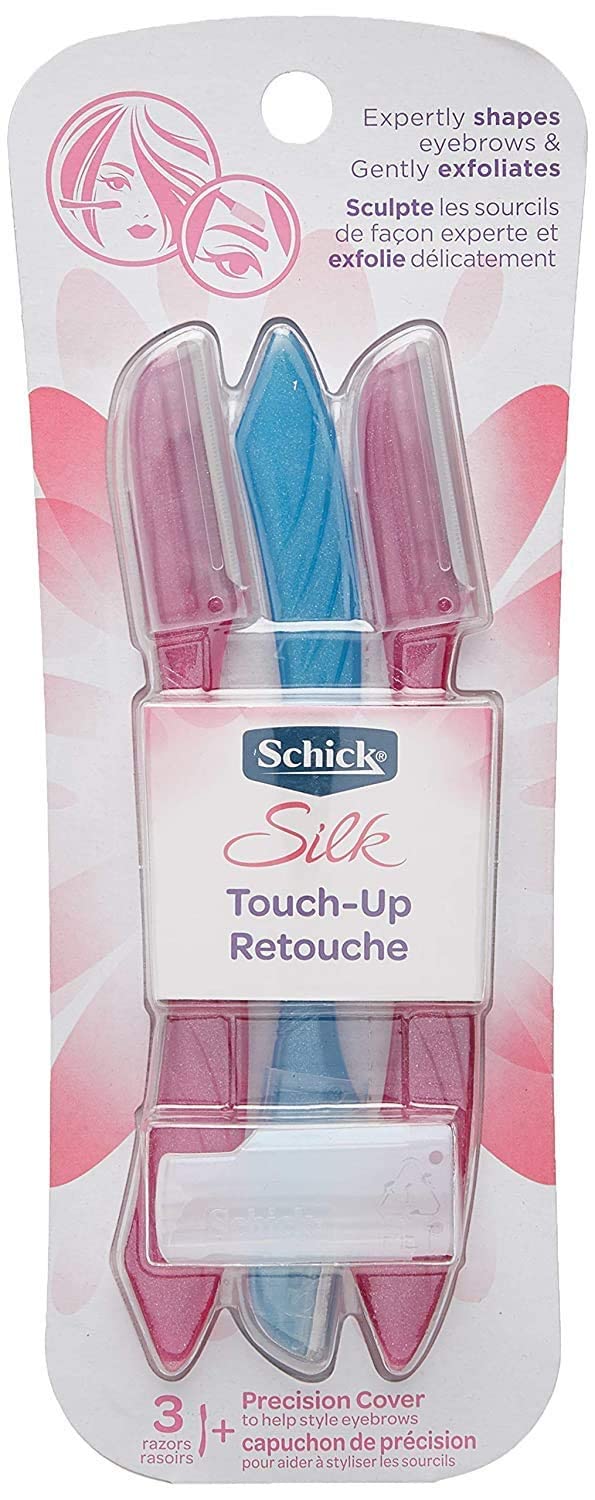 Schick Hydro Silk Touch-Up Exfoliating Dermaplaning Tool, Face &amp; Eyebrow Razor with Precision Cover- 3 Count | Dermaplaning Razor For Women