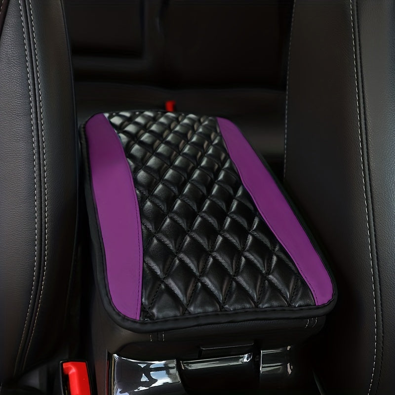 1pc SponAnd PU Leather Armrest Pad Cover Center Console Mat Car Accessories