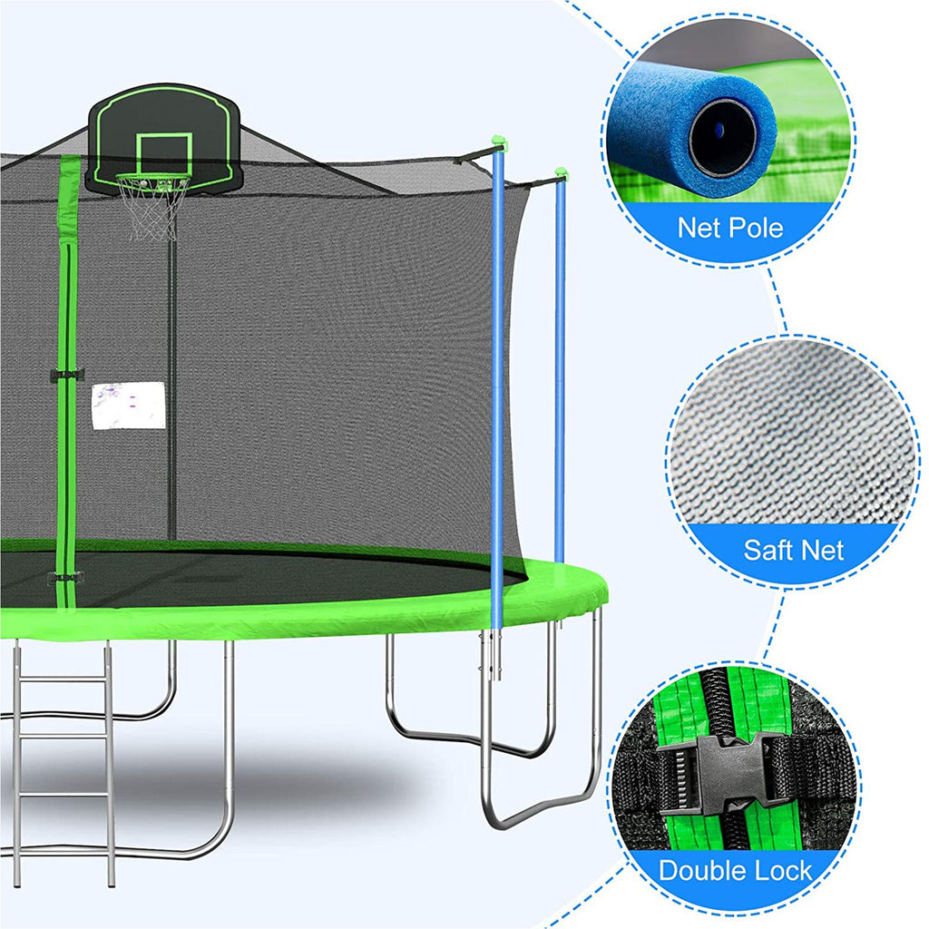 Favorland 16FT Trampoline with Safety Enclosure, Green
