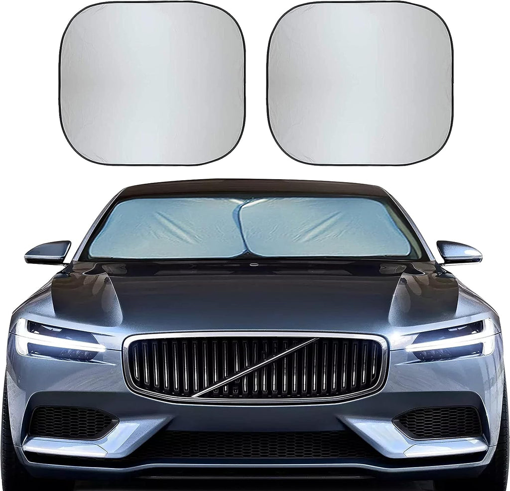 EcoNour 2-Piece Car Windshield Sun Shade, Sun Blocker for Car Windshield Reflects Heat and UV Rays, Foldable Automotive Interior Accessories for Sun Protection, Medium (28 in x 31 in)