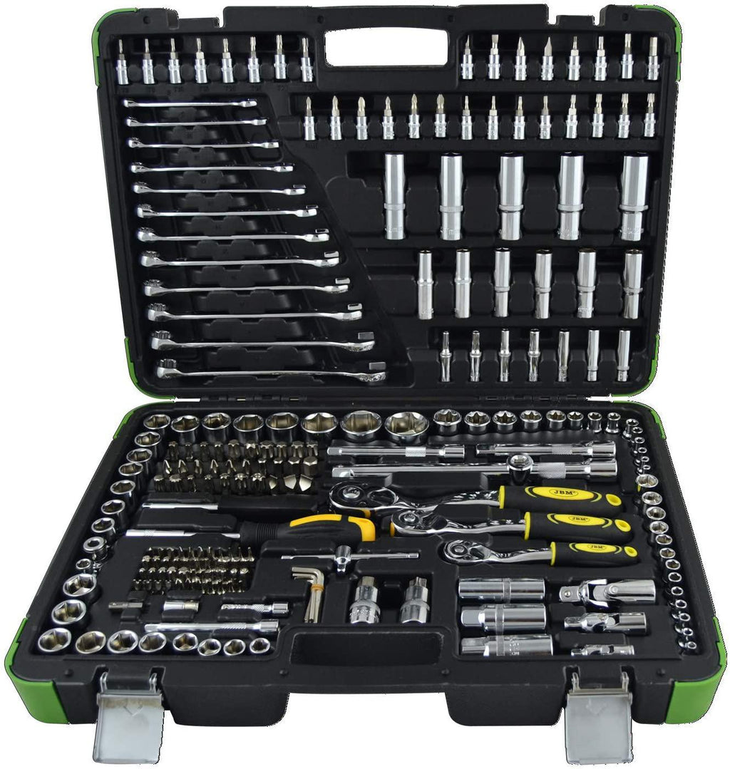 JBM 52840 216 Piece Hexagonal Socket Set, Including 3 Totx Sockets with Ergonomic Handle and Extension, 3/8 Inch Tools