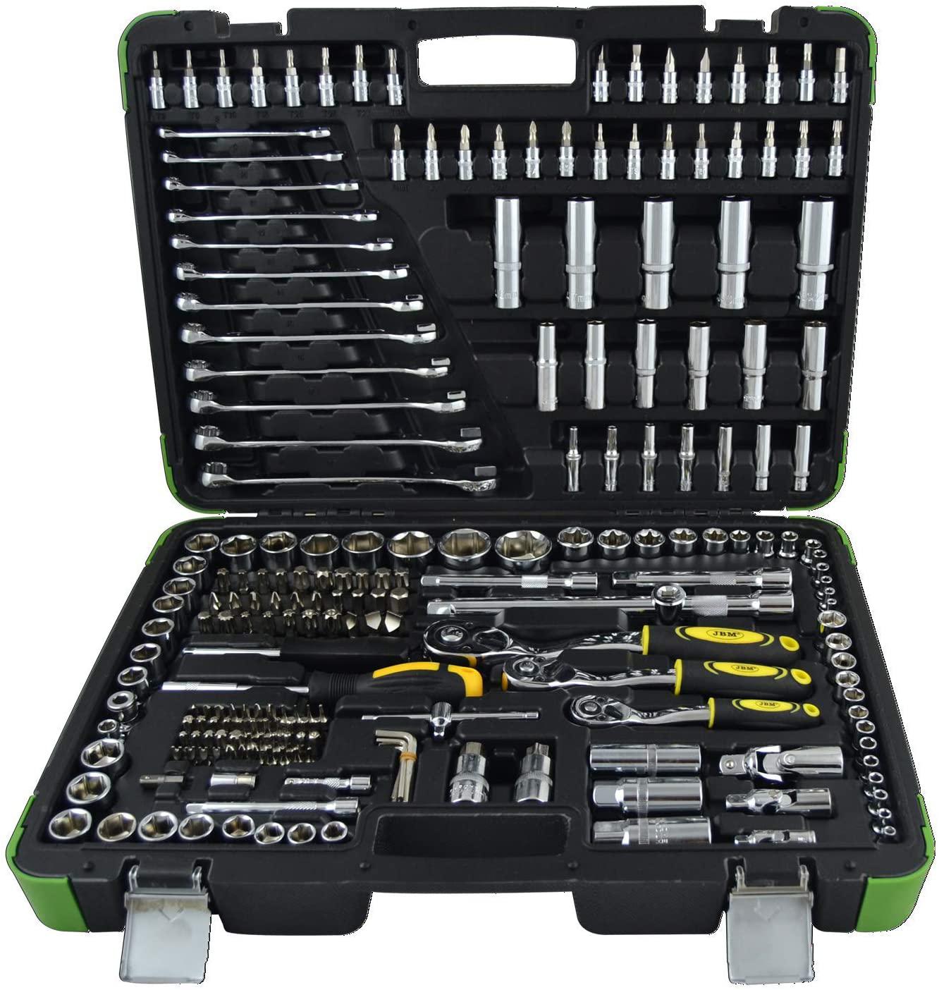 JBM 52840 216 Piece Hexagonal Socket Set, Including 3 Totx Sockets with Ergonomic Handle and Extension, 3/8 Inch Tools