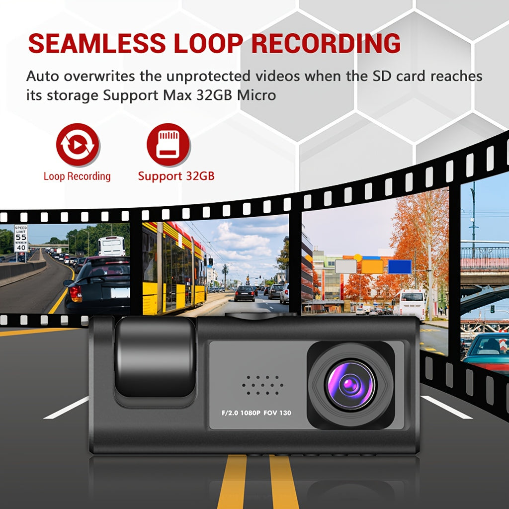 Dash Cam For Cars,Front And Inside,1080P Dual Camera With IR Night Vision,Loop Recording,Car DVR Camera With 2 Inch IPS Screen,car Dashboard Video Cam