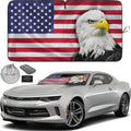Autoamerics 1-Piece Windshield Sun Shade American Eagle Flag USA Patriotic  - Foldable Car Front Window Sunshade for Sedans SUV Truck - Blocks Max UV Rays and Keeps Your Vehicle Cool - Small