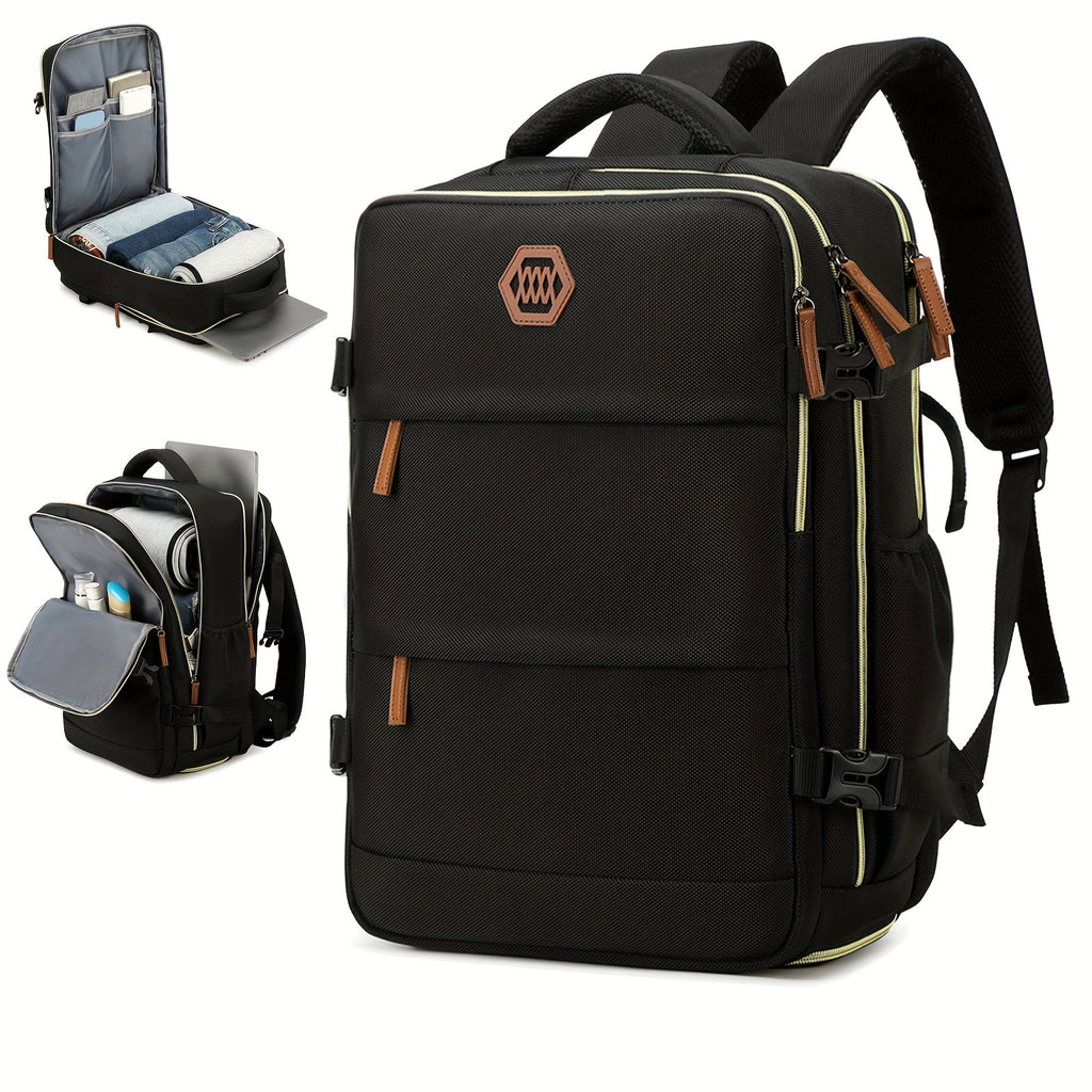 LarCapacity Travel Backpack With Shoe Compartment, Dacron Lightweight Laptop Daypack With Charging Port, Fashion Travel Commuter Bag