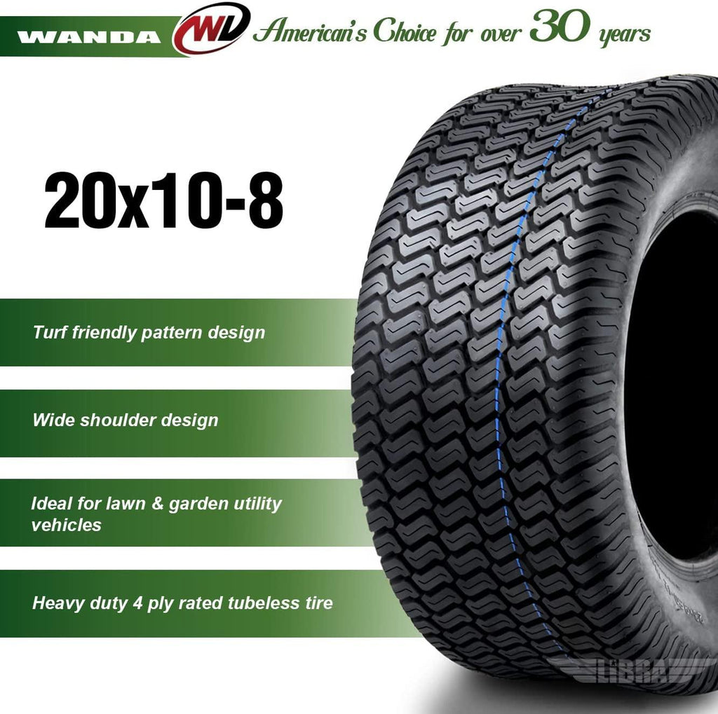 2 New 20x10-8 20x10x8 Lawn Mower Cart Turf Tires /4PR w/Warranty- 13040