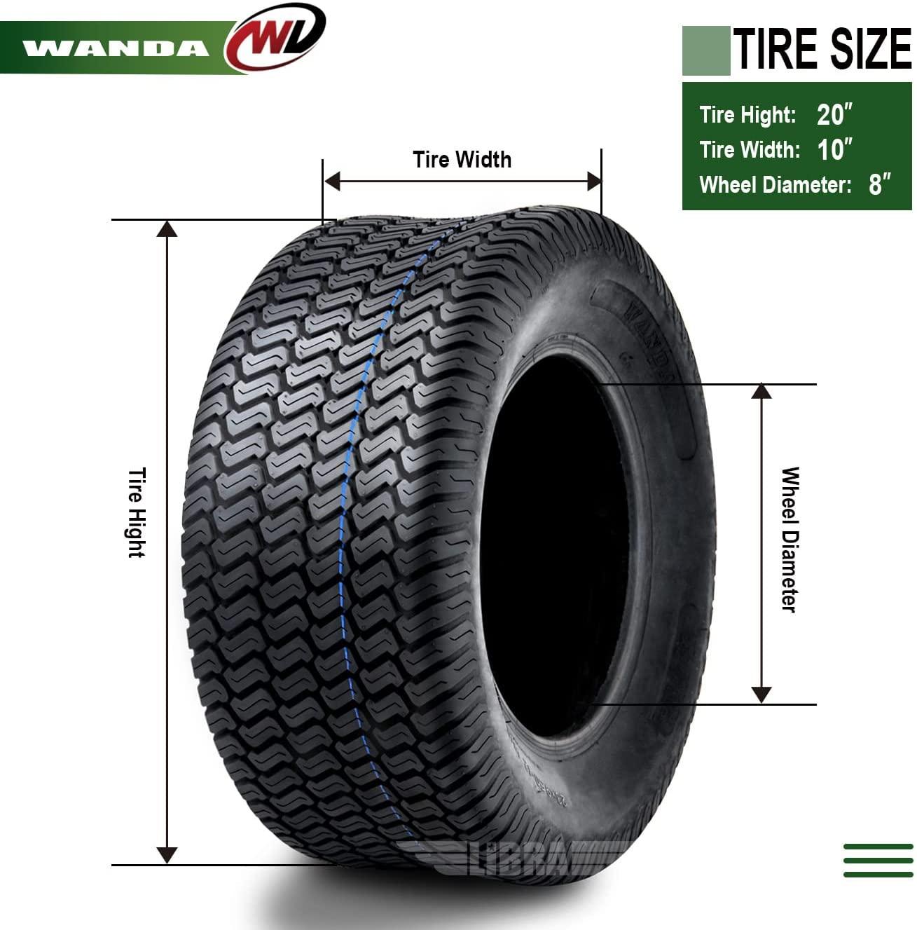 2 New 20x10-8 20x10x8 Lawn Mower Cart Turf Tires /4PR w/Warranty- 13040